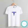 Tesla white Tshirt  unisex  tees  designer tees  crew neck  silver white  red  blue  black. 