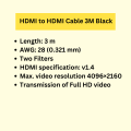 HDMI to HDMI Cable 3M Black. 