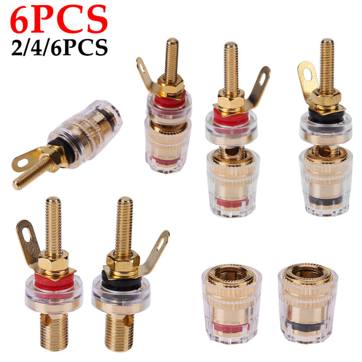 2/4/6pcs Brass 4mm Speaker Amplifier Terminal Binding Post Nut Banana Plug Jack Socket Connector Long Thread Adapter