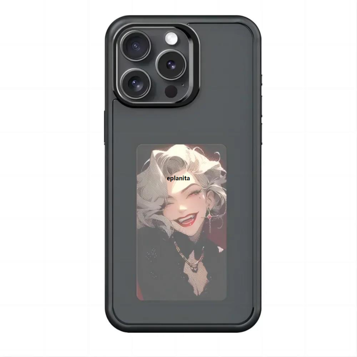 New-tech NFC Function Phone Case for Iphone 15 14 13 Pro Max DIY Cases E Ink Screen Cover Cartoon Girl Fundas Battery Free