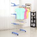 3 Layers Clothes Hanger with Wheels, Large Foldable Laundry Rack – Easy to Assemble  3 Layer Cloth Rack - White. 