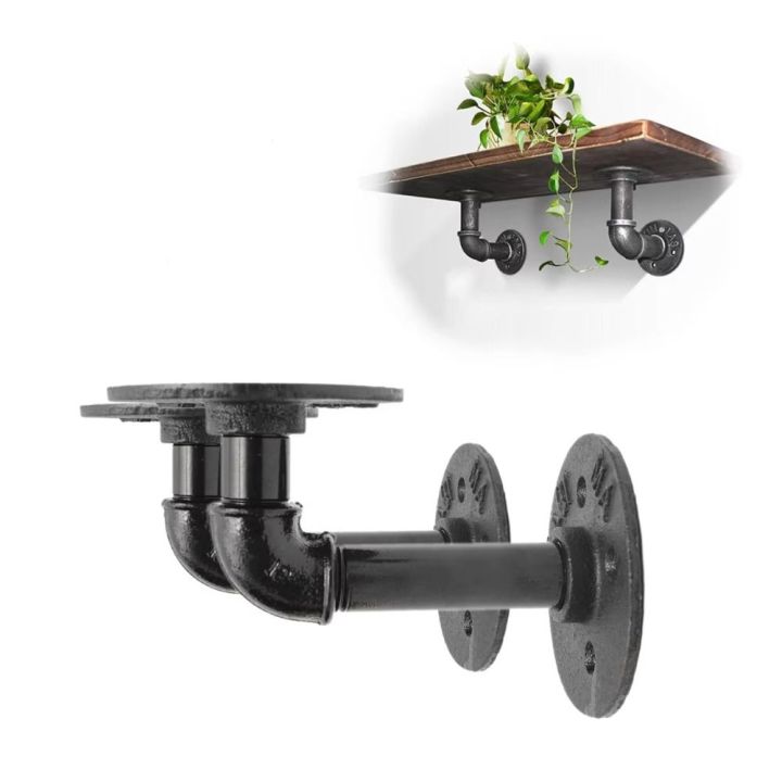 Wall Mount Conduit Rack Industrial Style Retro Black Pipe Rack Bracket Vintage Style DIY ...