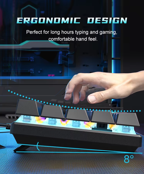 A61K%2061KEYS%20White%20/%20Black%20Mechanical%20Keyboard%20Type%20C%20Hot-swapable%20RGB%20Computer%20Gaming%20Mechanical%20Keyboard%20Red%20axis%20-%20Image%205