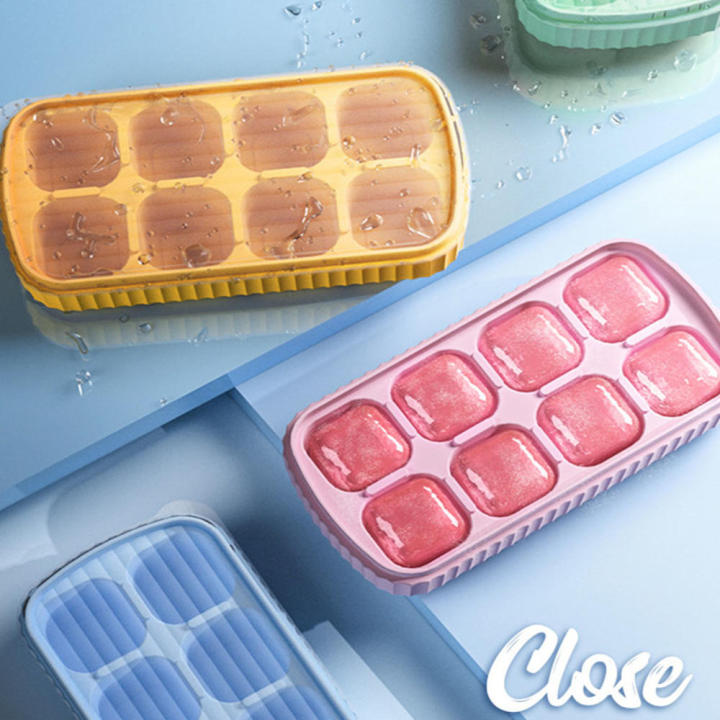 8 Grids Silicone Ice Cube Maker Tray with Lid Ice Mould Forms for Ice Kitchen Whiskey Cocktail Accessory Kitchen Gadgets