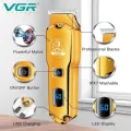 VGR V-927 Professional Cordless Rechargeable Hair Trimmer with USB Charging Cable, LED Display, Precision blade, On/Off Button, 4 Guide Combs for men Runtime: 60 minutes, Gold. 