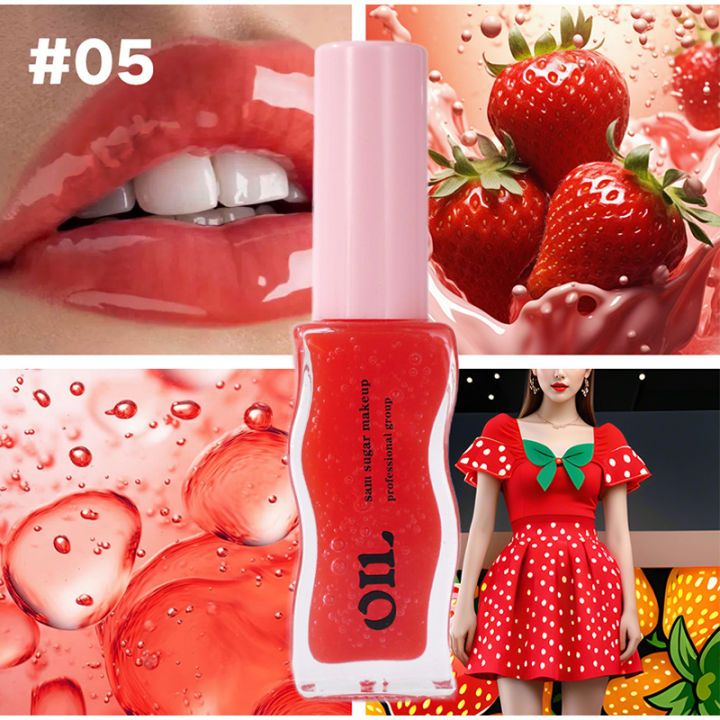 New specials 6-colors Fruit Honey Essence Lip Oil Long Lasting Moistourizing Liquid Lipstick Transparent Pearl Lip Glaze Korea Makeup LipCare