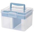 Clear Craft Stackable Storage Box with Storage Tray Plastic Multipurpose Storage Container Portable Travel Case 20 X 16 X 14.5cm Pink. 