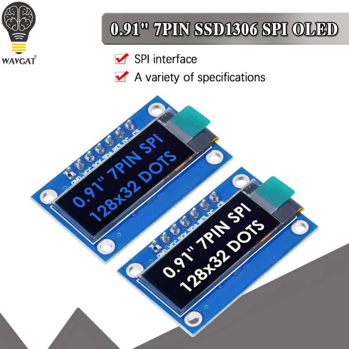 WAVGAT SSD1306 7PIN 0.91inch 128x32 SPI OLED Module 0.91" OLED Display Module White Blue OLED Screen Board For Arduino