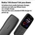 Nokia 106 Dual Sim  With Warranty Feature Push button Phone 1.77" Display Battery Long Standby Flashlight Radio. 