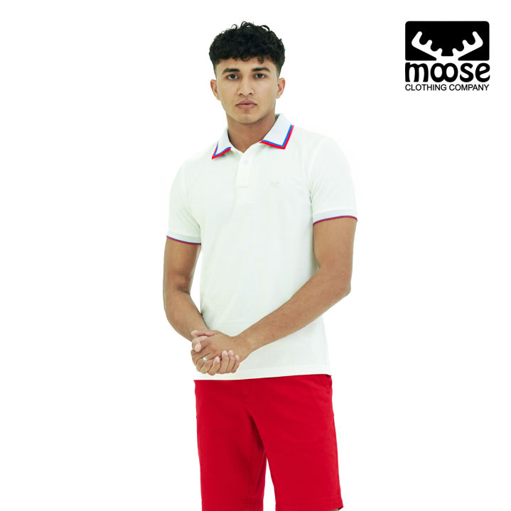 Moose Men’s Urban Jacquard Polo T-Shirt –Snow White
