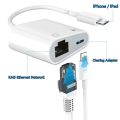 Lightning to Ethernet Adapter,RJ45 Ethernet LAN Network Adapter, Plug and Play, Supports 100Mbps Ethernet Network with Charge Port. 