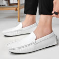 【BestGO】High Quality Genuine Leather Men's Shoes New Men's Loafers Outdoor Casual Work Shoes Formal Business Leather Shoes Men's White Black 38-47 Size Large Size. 