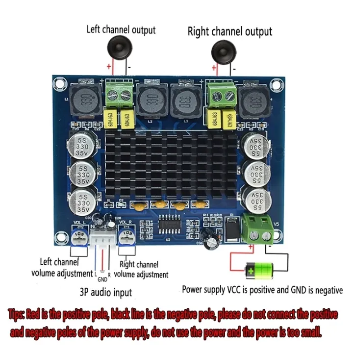 TPA3116D2%20Dual-Channel%20Stereo%20High%20Power%20Digital%20Audio%20Power%20Amplifier%20Board%202X120W%20XH-M543%20-%20Image%203