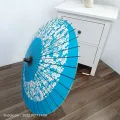 Japanese Printed Paper Wooden Parasol/Umbrella - Blue. 