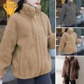 Winter Fleece Zipper Coat Stylish Winter Coat with Plush Warmth Zipper Closure Perfect for Southeast Asian Buyers Ladies Solid Color Outwear. 