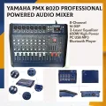 YAMAHA PMX802D Professional Powered Audio Mixer 8-Channel 16DSP 2-Layer Equalizer EQ 650W High-Power 2-channel support PC USB MP3 Bluetooth Player. 
