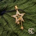 Gold Plated Pendant Star Pendant For Ladies With White Stone Fashion Stylish Rich Look Pendant For Women. 