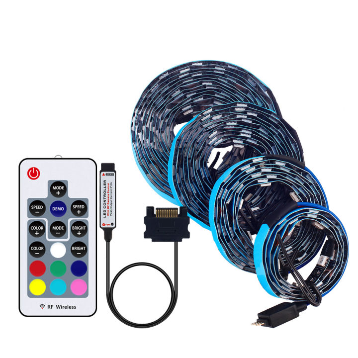 Dc12v%205050%20Rgb%20Led%20Strip%20Full%20Kit%20For%20Pc%20Computer%20Case%20Sata%20Power%20Supply%20Rf%20Remote%20Control%20Led%20Strip%20Rgb%2050/100/150/200cm%20-%20Image%204