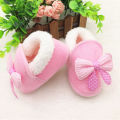 Toddler Baby Winter Thick Shoes Cute Bow Soft Crib Sole Snow Boots Anti-slip Warm Plush Prewalker 0-18M. 