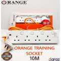ORANGE Extension Cord - 10 Meter - Wire Cord - 13A Trailer Multi Socket - Multi Plug - Life Time Warranty. 