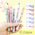 6 PCS Highlighters Pastel Pen Set Colored Markers Colors Pens Kawaii Cute for Kids Stationery Aesthetic Office School Supplies. 
