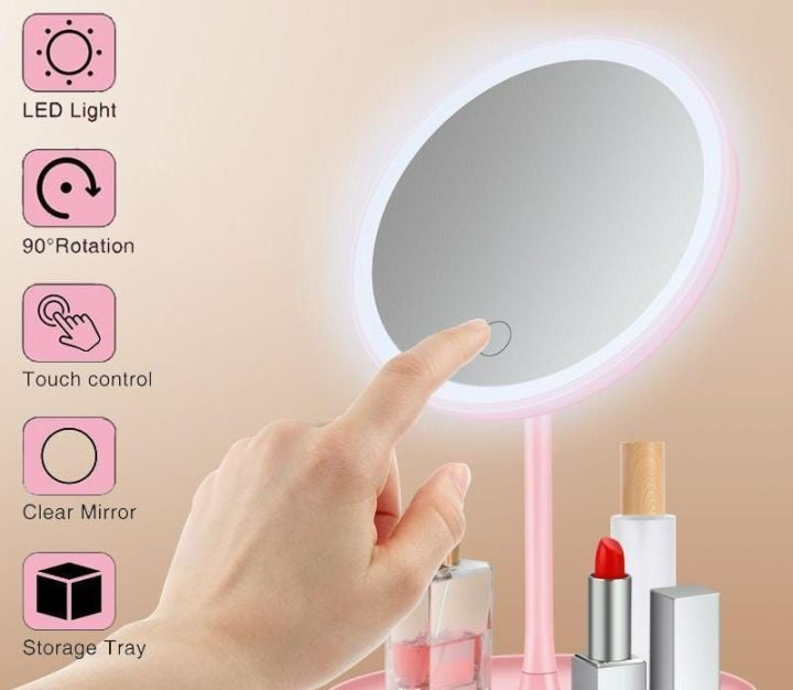 Hot-Selling Makeup Mirror Led Light Mirror Portable Three-Color Adjustable Vanity Mirror Desktop Beauty Dormitory Makeup Mirror With Light