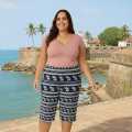 3 Piece Set  Plus Size Women's 3/4 Pants / Comfortable Elephant Print Shorts XL-4XL. 