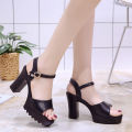 2024 New Sandals Women's High Heels Chunky Heel Waterproof Platform Thick Bottom Fish Mouth Internet Celebrity Versatile Single-Layer Shoes Summer Non-Slip. 