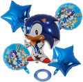 5 Pcs Sonic Game Foil Balloon Pack - Themed Birthday Party Balloons for Kids - Party Decorations Sonic The Hedgehog Design. 