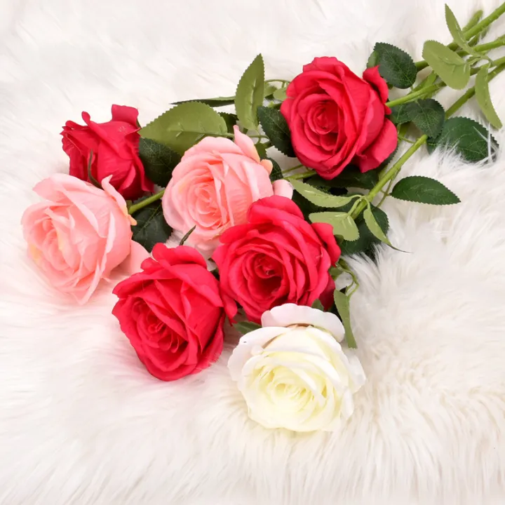Flower R0se 1pcs 50 Cm Roses Artificial Flowers Rose Flower Branch Artificial Red ...