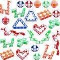 Snake Fidget Toy Pack 24 Blocks Magic Snake Cube 3D Magic Ruler Rubiks Cube Twist Puzzle Toy for Toddler Kid Gift Family. 