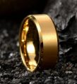 18k Gold Plated Tungsten Ring - Beveled Edge Wedding Band. 