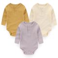 3 Pieces Unisex Solid Color Baby Girl Clothes Sets Newborn Cotton Long Sleeve Baby Boy Clothes 0-24M Baby Rompers Active. 