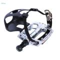 Stationary Bike Pedals, Exercise Bike Pedals with Straps and Toe Clips, Fits Exerciser Equipment & Exercise Bike Bicycle , Long 14mm spindle. 