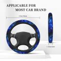 1PC Car steering wheel cover without inner ring, breathable and anti-slip, blue starry sky girl steering wheel cover. 