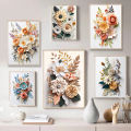 Ornament Picture Home Decoration Daisy Rose Lily 3D Paper Cut Art Flower Painting Poster Tulip Sunflower Canvas Painting Wall Art. 