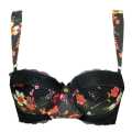 TOFO Women's Black And Red Floral Multi Padded Balconette Bra. 