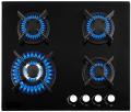 4 Burner Black Tempered Glass Gas Cooker Hob. 