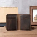 1088 Men's and Women's Genuine Crazy Horse Skin Head Layer Cow Leather Bag Wallet Pocket Simple Ultra thin Multi Card Space Large Capacity. 