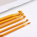 5pcs Weave Craft Sweater Knitting Metal Handle Craft Needles Golden Alumina Double End Crochet Hook Knitting Needle Set. 