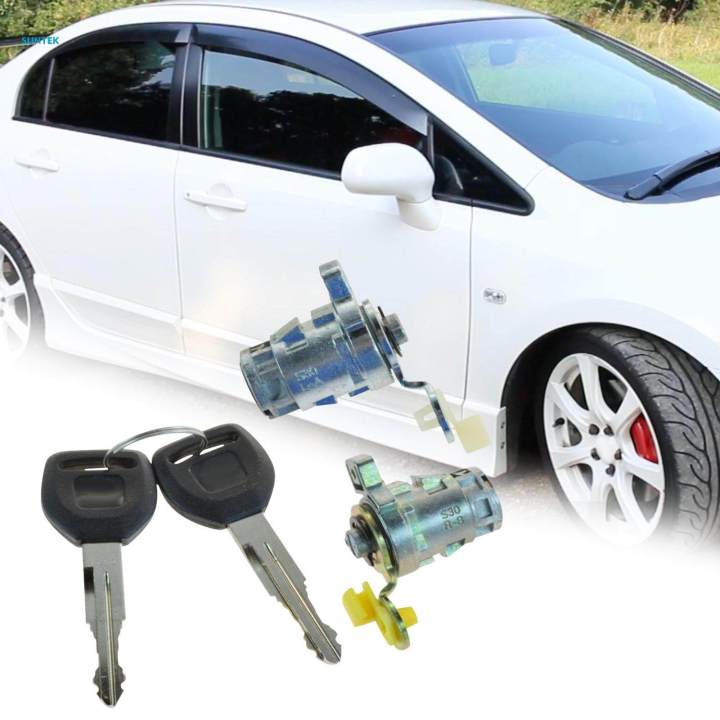 72145-s73-003 Door Lock Cylinder Front Set Spare Parts Easy Installation 2 Keys Front Driver Side Accessory Passenger Side Hardware Assembly