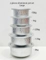 5 Pcs Aluminum Pot set Large (750g - 2kg). 