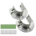 4 Pcs Stainless Steel Hanging Rod Bracket U Shaped Curtain Rod Bracket, Heavy Duty Round Tube Sockets with Screws (25mm). 