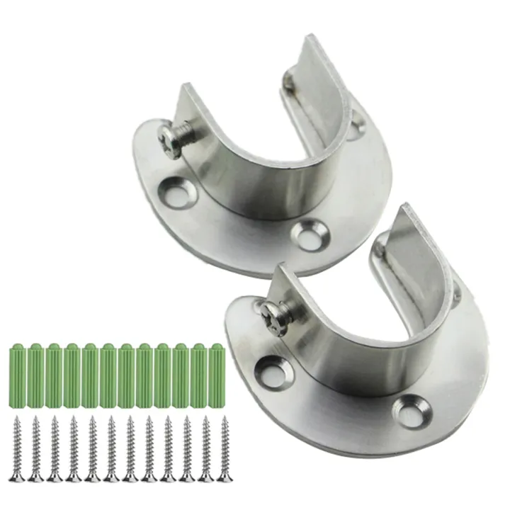 4%20Pcs%20Stainless%20Steel%20Hanging%20Rod%20Bracket%20U%20Shaped%20Curtain%20Rod%20Bracket,%20Heavy%20Duty%20Round%20Tube%20Sockets%20with%20Screws%20(25mm)%20-%20Image%203