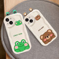 Phone Case For OPPO A58 4G A79 A18 A38 A9 A5 2020 A94 5G F17 F19 F11 F9 Reno 4 5 6 7 Pro Back Cover Casing 3D Cartoon Couple Cute Bear Frog Eyes Cat Ears Silicone Soft Shockproof Anti-falling Fashion Trendy Wavy Edge. 