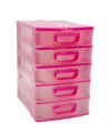 PINK - Mini Drawer Quality Transparent Type.5 Layers Set Plastic Storage For Medicine, Stationery Items, Cosmetics, Money, Jewelry & Other Small Items Storing Purpose.. 