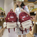 Qunshe Schoolbag Female Junior High School Student High School Student Primary School Student College Student Korean Style Large Capacity Backpack8596. 
