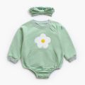 Newborn Baby Clothes Cute Cotton Baby Girl Bodysuits Long Sleeve Floral Baby Girl Clothes With headband. 