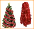 Christmas Tinsel Garland 2m Long Shiny Christmas Tinsel Garland Metallic Streamer Twist Garland Christmas Tree Ornament Birthday Wedding New Year Hanging Decorations - Gold, Red, Blue. 
