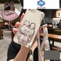 AnDyN Casing For oppo a1k oppo a3s oppo a12e Phone case Cute 3D Butterfly Rabbit Cosmetic Mirror Holder Square Soft TPU Phone Cover with Lanyard. 